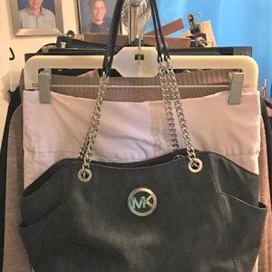 Michael Kors Black Bag w/MK Logo Pattern EUC